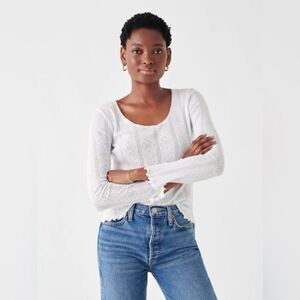 NWOT Faherty White Pointelle Long-Sleeve Tee XL